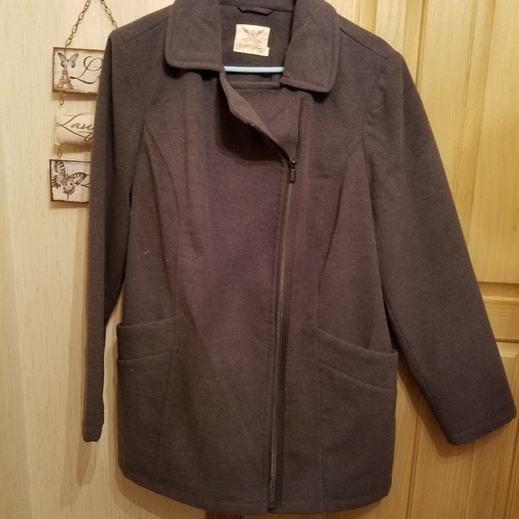 Faded Glory Gray Coat Zipper Front 2x - Picture 1 of 3